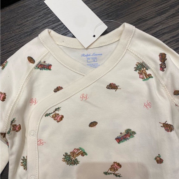 Ralph Lauren Girls' Apple Picking Polo Bear Cotton Bodysuit, 2 Pac - Picture 7 of 9
